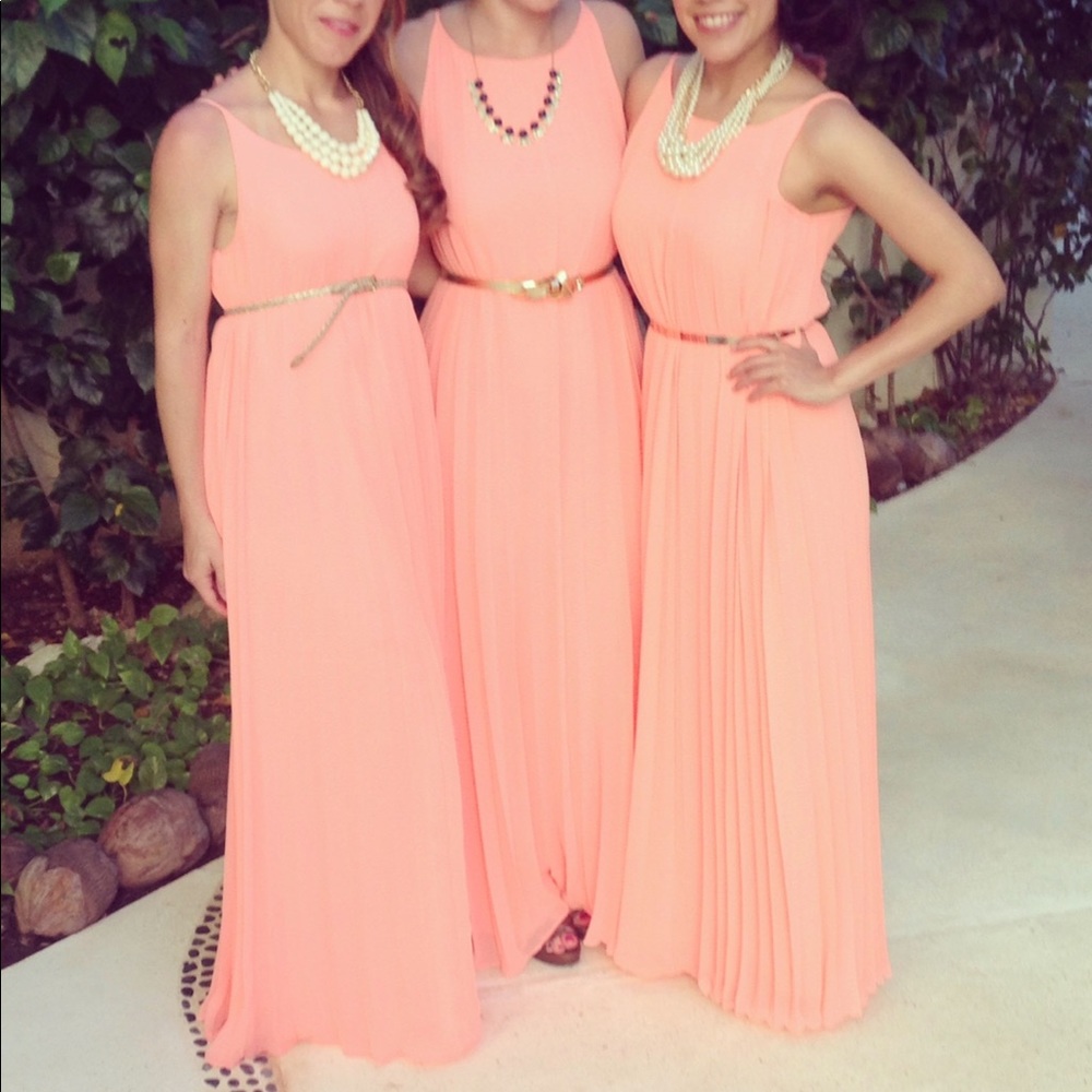 Bcbg coral pleated maxi dress XXS